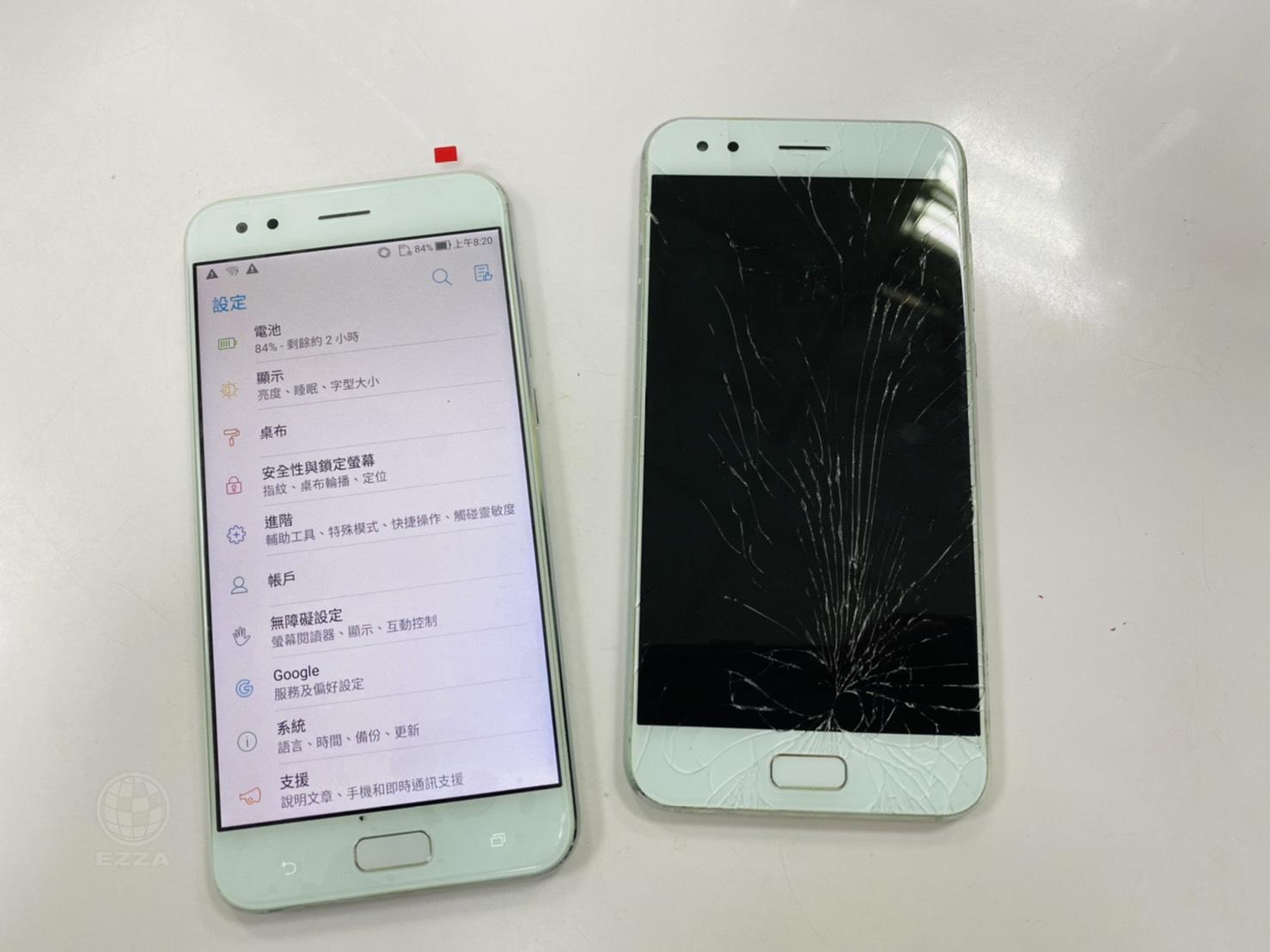 華碩ZenFone4玻璃面板破裂(947手機維修聯盟 新北新